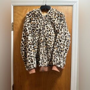 Leopard Print Faux Fur Jacket